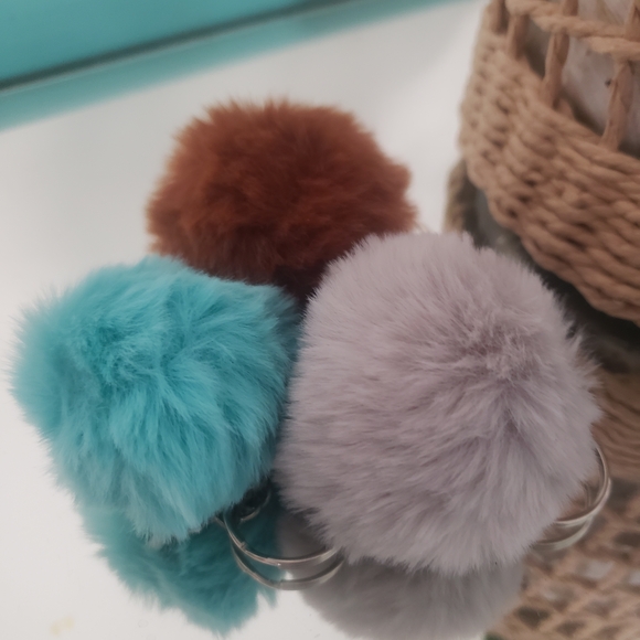 Fuzzy Pom Pom Hair Ties - Picture 1 of 4